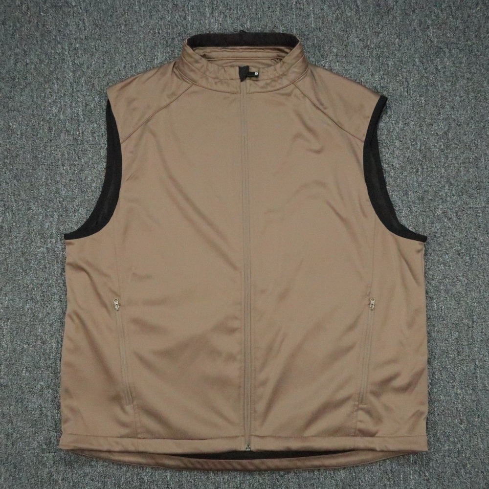 FootJoy Vest Mens Extra Large Brown Full Zip Pockets Mock Neck Golf XL